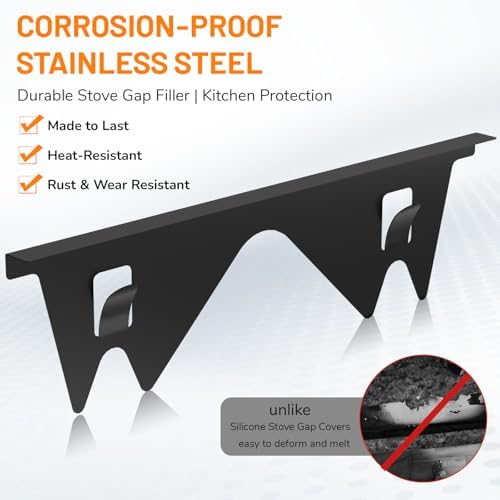 Stainless Steel Stove Gap Covers,Stove Gap Filler, Range Trim Kit, Stove Gap Guards, Heat Resistant and Easy to Clean, Easy retractable Length 13.8" to 27.5", Width 0.79",Black(2PCS) - Image 5