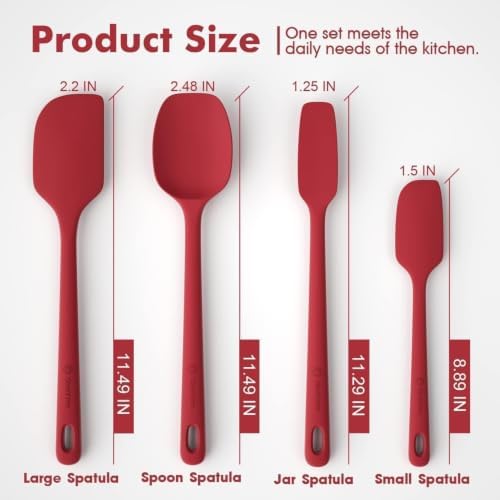 ChefAide 4 Pieces Silicone Spatulas Set, Heat Resistant Rubber Spatula - Image 2