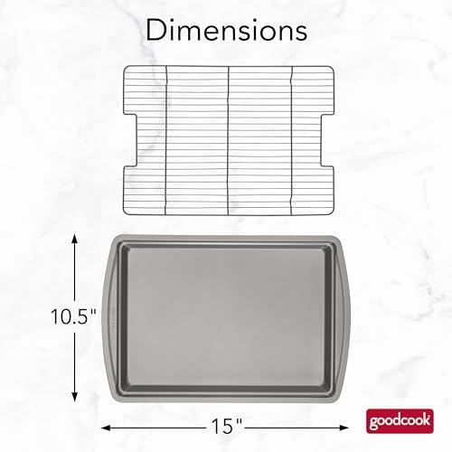 GoodCook 15” x 10.5” Nonstick Carbon Steel Baking Pan & Raised Wire Rack – Pizza Crisper,Crispy Bacon,Multipurpose Cooking Sheet Pan,Cooling Rack,Kitchen Cookware Set,Dishwasher Safe,(Pack of 12) - Image 5