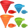 KongNai Kitchen Funnel Set 4 Pack, Small and Large, Kitchen Gadgets Accessories Foldable Silicone Collapsible Funnels for Filling Water Bottle Liquid Transfer Food Grade by KongNai