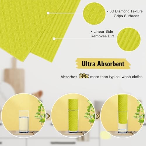 MoLKENE Swedish Dishcloths for Kitchen, 10 Pack Cellulose Sponge Cloths - Image 3