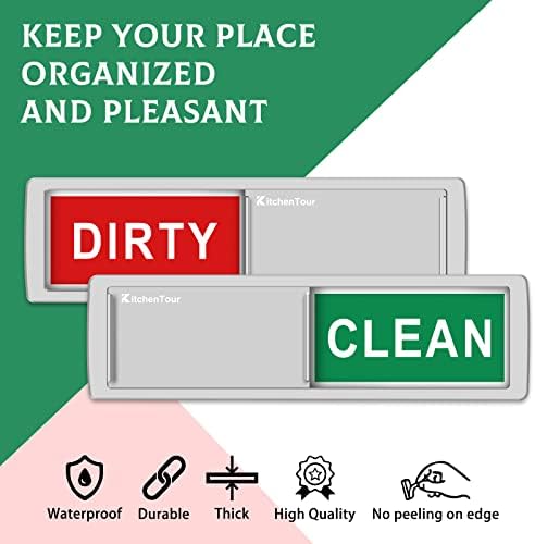 KitchenTour Clean Dirty Magnet for Dishwasher Upgrade Super Strong Magnet - Easy to Read Non-Scratch Magnetic Silver Indicator Sign with Clear, Bold & Colored Text Silver - Image 5
