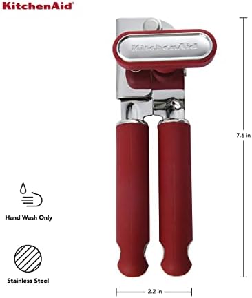 KitchenAid Classic Multifunction Can Opener and Bottle Opener Easy to Use, Razor Sharp Stainless Steel Cutting Wheel, Soft Ergonomic Handles, Soft Red, 8.34-Inch (Pack of 12) - Image 4