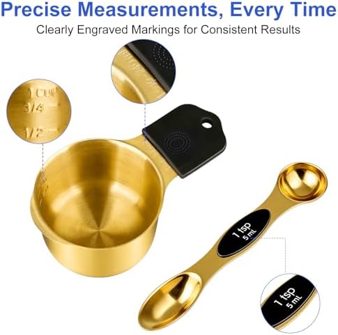 Magnetic Measuring Cups and Spoons Set-Heavy Duty 304 Stainless Steel Cups - Image 4