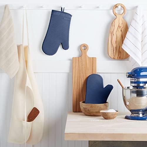 KITCHENAID Ribbed Soft Silicone Oven Mitt 2-Pack Set, 7.5"x13", Blue Willow - Image 2