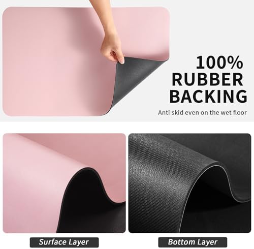 HotLive Dish Drying Mat for Kitchen Counter, Heat Resistant Drainer Mats with Non-slip Rubber Backed, Hide Stain Kitchen Super Absorbent Draining Mat, Easy to Clean Dish Rack Pad, Pink 18"x28" - Image 5