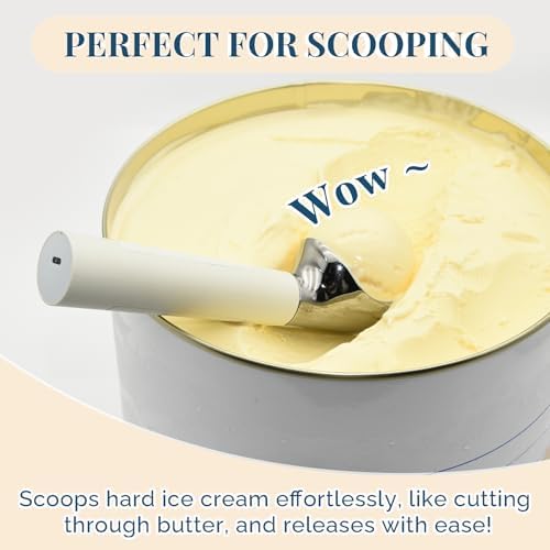 Heated Ice Cream Scoop Rechargeable, Electric Warming Ice Cream Scooper with LED Display, Heats to 158°F for Hard Ice Cream, Easy for Seniors & Kids, IP67 Waterproof (White, 2 oz) - Image 5