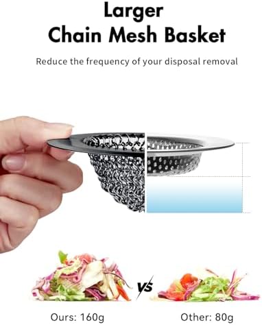 Kitchen Sink Drain Strainer,Patented Reversible Chain Mesh Basket,Black - Image 4