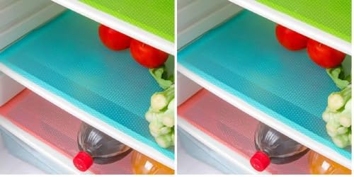 Aiosscd 7 PCS Shelf Mats Refrigerator Liners Washable Refrigerator Pads Fridge Mats Drawer Placemats Home Kitchen Gadgets Accessories Organization for Top Freezer(2green+2pink+3blue) (Pack of 2) by Aiosscd