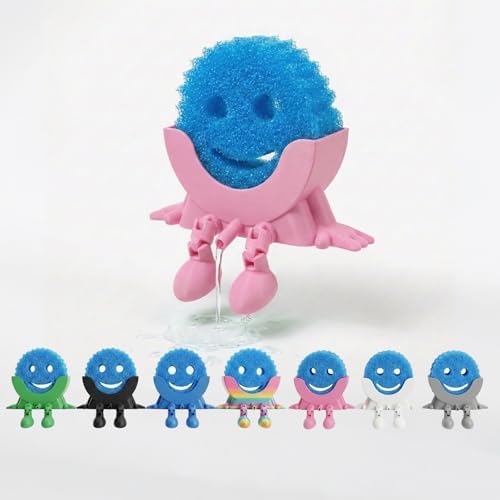 Creative Drainage Sponge Holder: Traceless Glue, 3D Printed Funny Kitchen Sink Holder, Keeps Sponge Dry – for Scrub Daddy (1, Pink) by Bestbuyersmakebestsellers