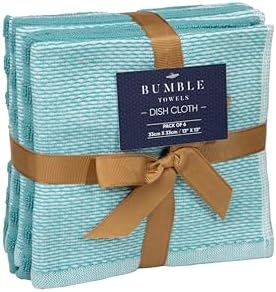 Bumble Premium Dish Cloths 13"x13" (6 Pack) | 100% Natural Ring Spun Cotton | 400 GSM | Highly Absorbent & Soft |Yarn Dyed & Solid Dyed Terry Dish Cloth Set - Aqua - Image 7