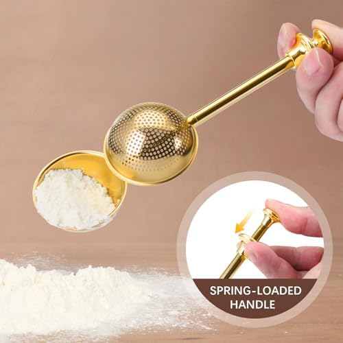 HULISEN Flour Duster, 304 Stainless Steel Flour Sifter for Baking, Gold - Image 3