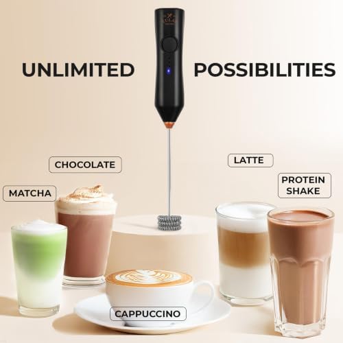 Zulay Kitchen Rechargeable Milk Frother Handheld - Frother Wand, Drink Mixer, Electric Whisk Frother, for Cappuccinos, Matcha & Protein Powder - Dynamic 3 Whisk, 3 Speed 500mAh Black Copper - Image 6