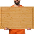 Kikcoin 30”×20” Bamboo Cutting Boards for Kitchen, Heavy Duty Wooden Cutting Boards, Healthy Extra Large Chopping Boards with Deep Juice Groove and Handle, Oversized Stove Top Cover, Natural by Kikcoin