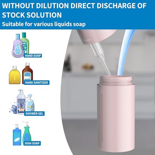 Aunmaon Automatic Soap Dispenser Touchless, Modern, Kitchen & Bathroom, Hands-Free, Adjustable Volume, Long Battery Life, Compatible with Thick & Thin Soap, Easy for Toddlers, Clog-Free, Pink - Image 4
