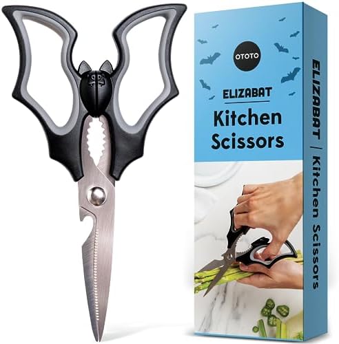 OTOTO Original Elizabat Kitchen Scissors - Halloween Goth Cute Bat Kitchen Shears, Bat Scissors, Gothic Scissors Utensils - Spooky Bats Halloween Gifts, Cute Gadgets, Kitchen Gadgets by OTOTO