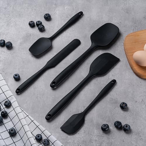 Silicone Spatula Set,5 Piece Food Grade Rubber Spatulas,Black - Image 7