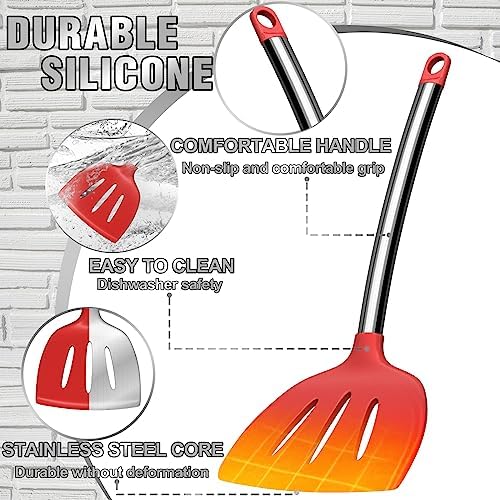 Kitchen Utensils Set- Umite Chef 34 PCs Cooking Utensils with Grater, Spoon Spatula, Heat Resistant Food Grade Silicone, Stainless Steel Handles Kitchen Gadgets Tools Set for Nonstick Cookware(Red) - Image 3
