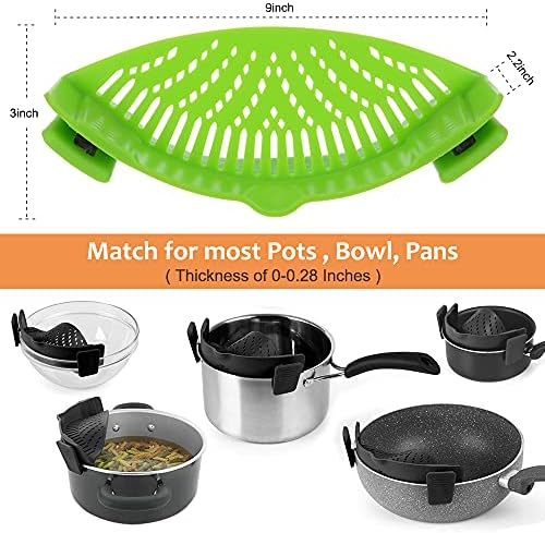 YEVIOR Clip on Strainer for Pots Pan Pasta,Silicone Food Pan Strainer - Image 2