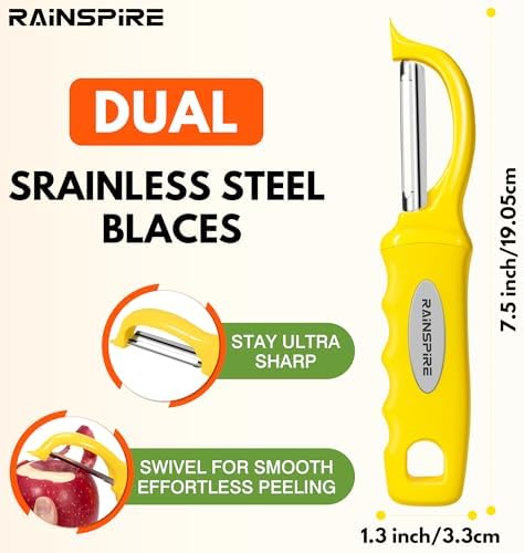 Rainspire Vegetable Peeler Potato Peelers for Kitchen, Sharp Stainless Steel Blades Veggie, Comfortable Handle Fruit Peeler, Carrot Peeler Apple Peeler Dishwasher Safe, Yellow, 2-Pack - Image 2