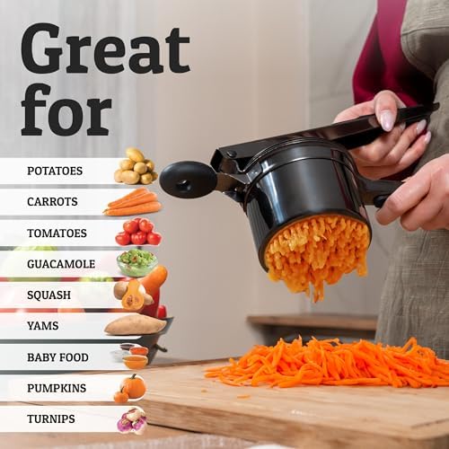 PriorityChef Large 15oz Potato Ricer With 3 Discs, Heavy Duty Stainless Steel Potato Ricer for Mashed Potatoes, Potato Masher, Press and Ricer Kitchen Tool, All Black - Image 6