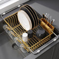 JASIWAY Gold Dish Drying Rack in Sink, Dish Drainer with Utensil Holder by JASIWAY