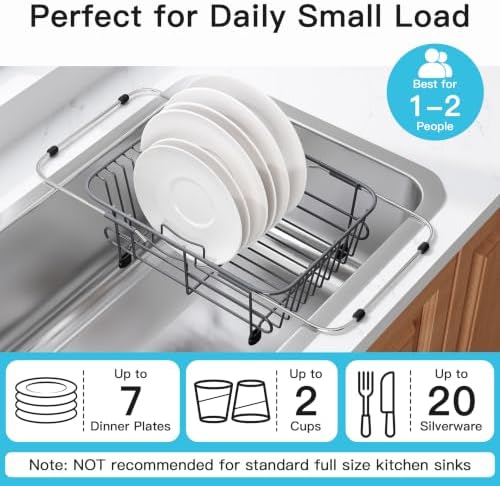 JASIWAY Gray Dish Drying Rack in Sink with Utensil Holder, RV, Apartment - Image 5