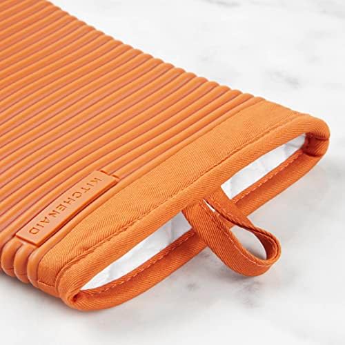 KITCHENAID Ribbed Soft Silicone Oven Mitt 2-Pack Set, 7.5"x13", Honey - Image 5