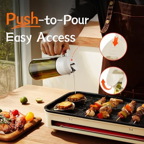 TrendPlain - Original 16oz/470ml Olive Oil Dispenser Bottle for Kitchen Gadgets and Air Fryer Accessories - Olive Oil Sprayer for Cooking w/Stickers - White - Image 5