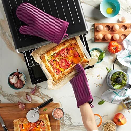 KITCHENAID Ribbed Soft Silicone Oven Mitt 2-Pack Set, 7.5"x13", Beet - Image 3