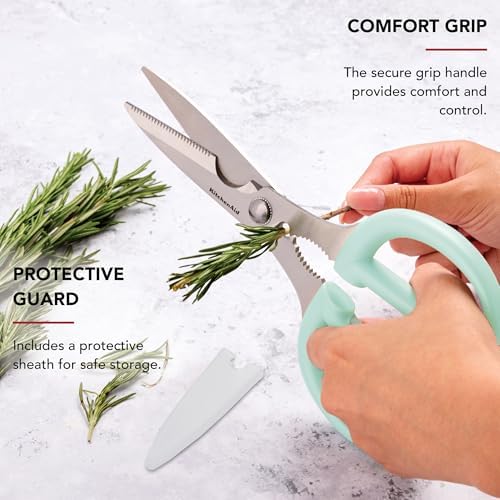 KitchenAid Classic 2-Piece Multipurpose Kitchen Shear Set with Blade Sheath - Spearmint, Herb Stripper, Poultry Shears, Pizza Cutter, Nutcracker - Image 4