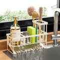 Cisily Off White Sponge Holder for Kitchen Sink, Sink Caddy Organizer with High Brush Holder, Kitchen Countertop Rustproof 304 Stainless Steel, Soap Dispenser Kitchen Organizers and Storage Essentials by CISILYHOMELIFE