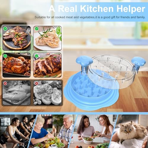 Chicken Shredder Tool Twist Large Meat Shredder with Brush&Fork, Sky Blue - Image 5