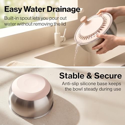 EDELHAUS Salad Spinner Stainless Steel - Lettuce Fruit Vegetable Washer - Image 5