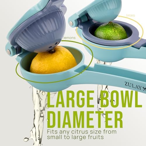 Zulay Kitchen Metal 2-in-1 Lemon Squeezer - Sturdy Max Extraction Hand Juicer Lemon Squeezer Gets Every Last Drop - Easy to Clean Manual Citrus Juicer - Easy-Use Lemon Juicer Squeezer - Blue/Purple - Image 2