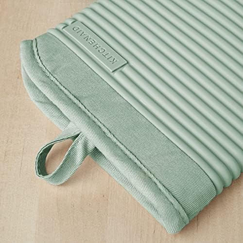 KITCHENAID Ribbed Soft Silicone Oven Mitt 2-Pack Set, 7.5"x13", Pistachio - Image 3