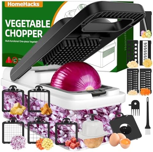 HomeHacks Veggie Chopper Vegetable Cutter, 15 in 1 Kitchen Gadget, White by HomeHacks