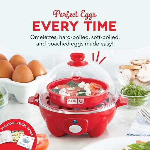 Dash Rapid Egg Cooker, 7 Eggs, Hard Boiled, Poached & Omelettes, Red - Image 3