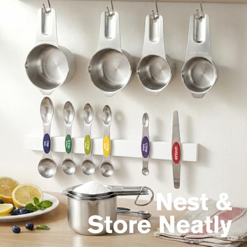 ChefAide Magnetic Measuring Cups & Spoons Set of 15 with Leveler - Image 5