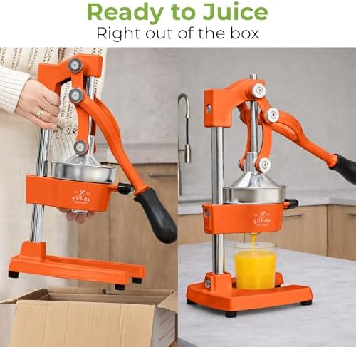 Zulay Kitchen Cast Iron Juicer, Orange Manual Juicer, Citrus Press, Orange - Image 3