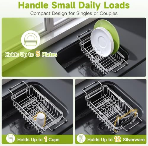 JASIWAY Mini Over the Sink Dish Drying Rack for Compact Apartment, RV - Image 3