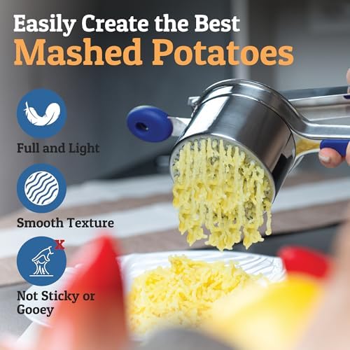 PriorityChef Large 15oz Potato Ricer, Heavy Duty Stainless Steel Potato Masher and Ricer Kitchen Tool, Press and Mash Kitchen Gadget For Perfect Mashed Potatoes - Everytime, Blue - Image 6