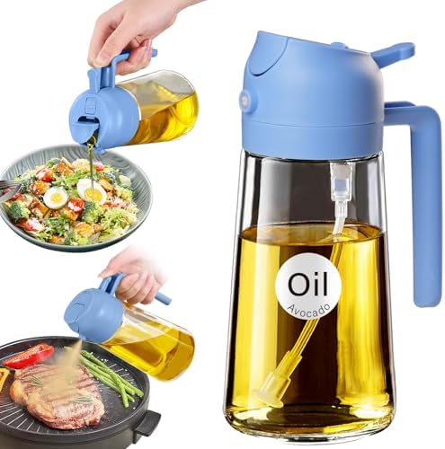 YARRAMATE 16 oz 2-in-1 Glass Olive Oil Sprayer for Cooking, SkyBlue by YARRAMATE