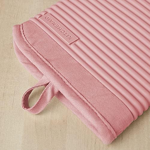 KITCHENAID Ribbed Soft Silicone Oven Mitt 2-Pack Set, 7.5"x13", Dried Rose - Image 2