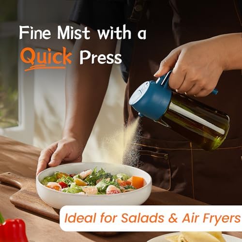 TrendPlain - Original 16oz/470ml Olive Oil Dispenser Bottle for Kitchen Gadgets and Air Fryer Accessories - Olive Oil Sprayer for Cooking w/Stickers - Navy - Image 3