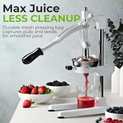 Zulay Kitchen Cast Iron Juicer 9 in 1 Metal Presser, Citrus Squeezer, White - Image 2