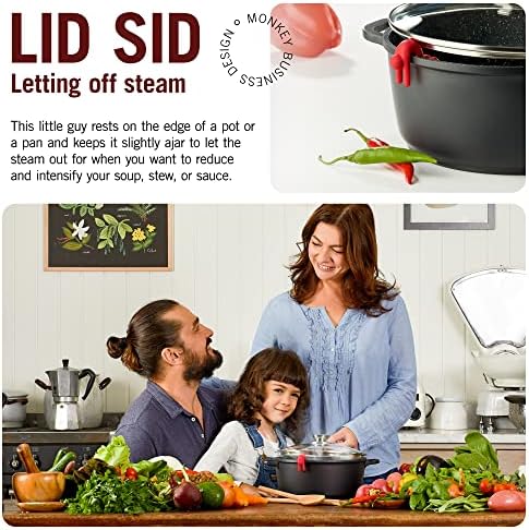 Lid Sid: Pot Lid Lifter | Pot Lid Holder that Keeps Pot from Boiling over | Helpful Kitchen Gadget to Reduce Soups and Stews | Cool Kitchen Gadgets & Cute Kitchen Accessories | by Monkey Business - Image 2