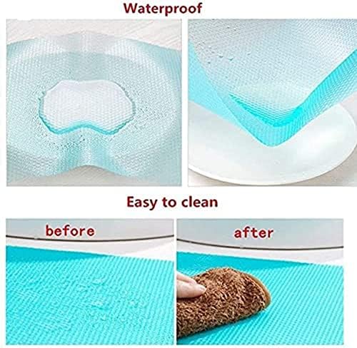 Aiosscd 15PCS Shelf Mats Refrigerator Liners Washable Refrigerator Pads Fridge Mats Drawer Placemats Home Kitchen Gadgets Accessories Organization for Top Freezer(5green+5pink+5blue) - Image 3