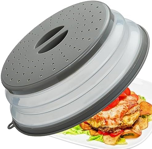 Microwave Splatter Cover Vented for Food, Splatter Guard & Colander Kitchen Gadget for Fruit Vegetables Microwave Plate Cover with Hook Hole,Dishwasher-Safe,BPA-Free Silicone & Plastic (1 Pack) by XGHJ