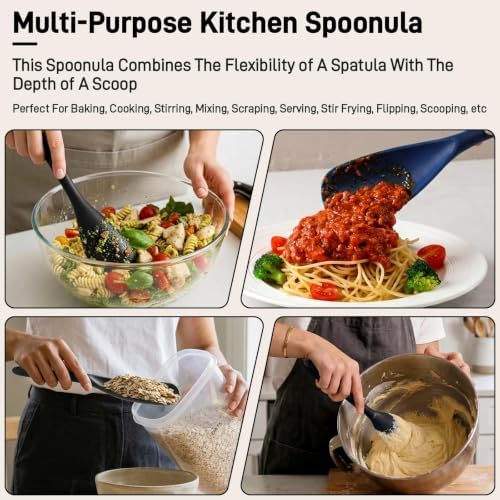3 PACK Silicone Cooking Spatula & Spoon for Nonstick Cookware, BPA-Free - Image 5